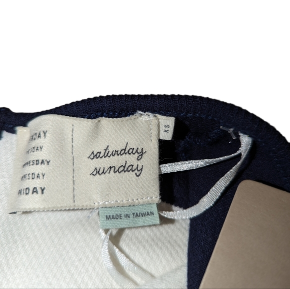 NWT Anthropologie Saturday Sunday Chevron  Nautical Halter Cut Out Mini Dress - Picture 11 of 11